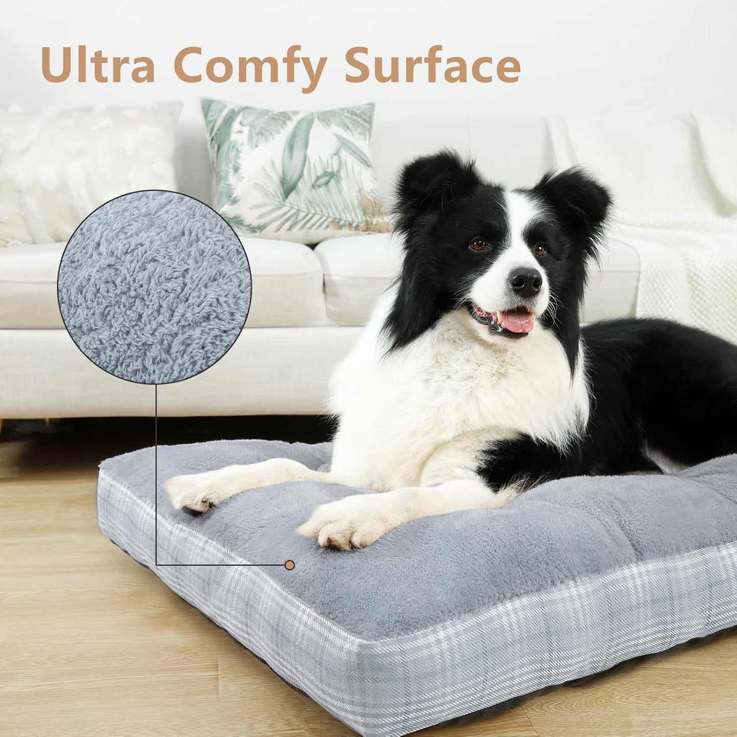 Washable L Dog Bed for Large Dogs with Anti-Slip Bottom, Premium Foam Pet Pad for Crate for Large Medium Small Sized Puppies(Grey) (Copy)