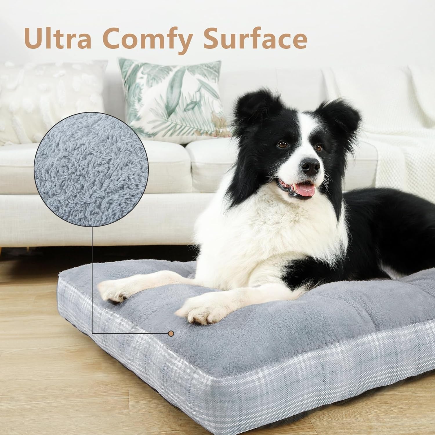Washable L Dog Bed for Large Dogs with Anti-Slip Bottom, Premium Foam Pet Pad for Crate for Large Medium Small Sized Puppies(Grey) (Copy)