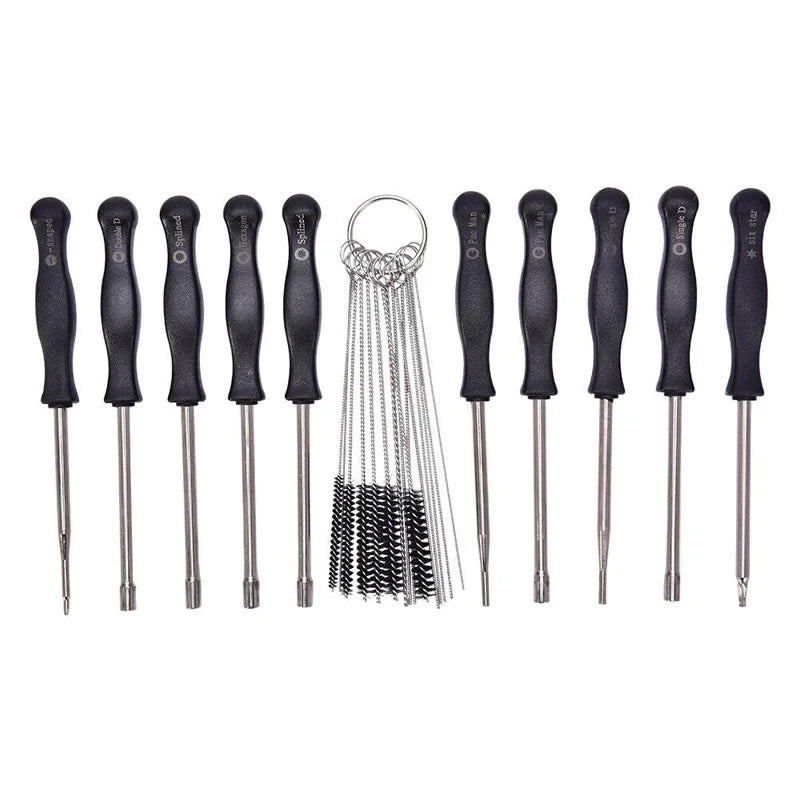 25Pcs Screwdriver Splined & Brush Kit Chainsaw Carb Carburetor Adjusting Fix Tool for Engine Trimmer Weedeater