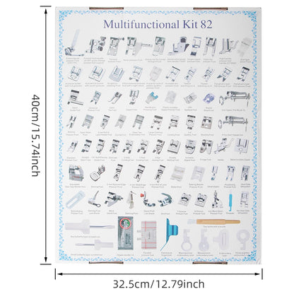 82Pc/Set Full Set Sewing Machine Presser Feet Tool Set, Multifunctional & Durable & Professional Presser Foot Accessories Kit